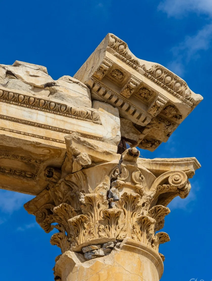 Stone capital in raking light